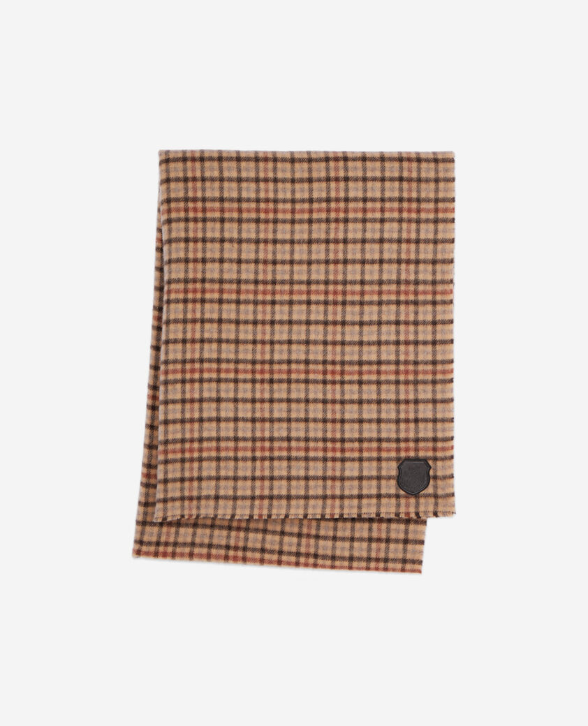 The Kooples MIXED BEIGE / BROWN / BLACK checked wool scarf