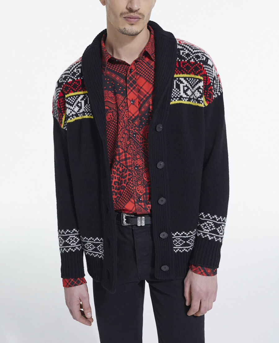 cardigan en laine à motif