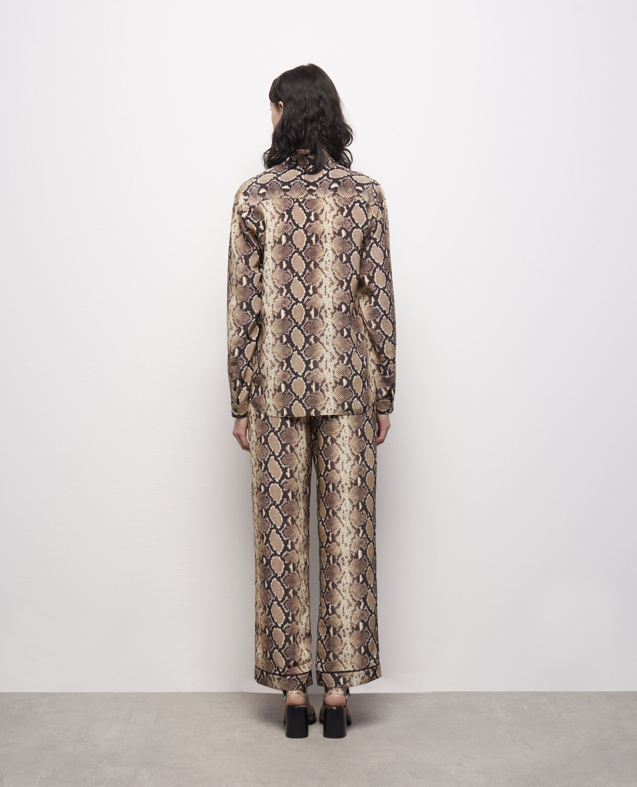 Snakeskin print shirt, BEIGE, hi-res image number null