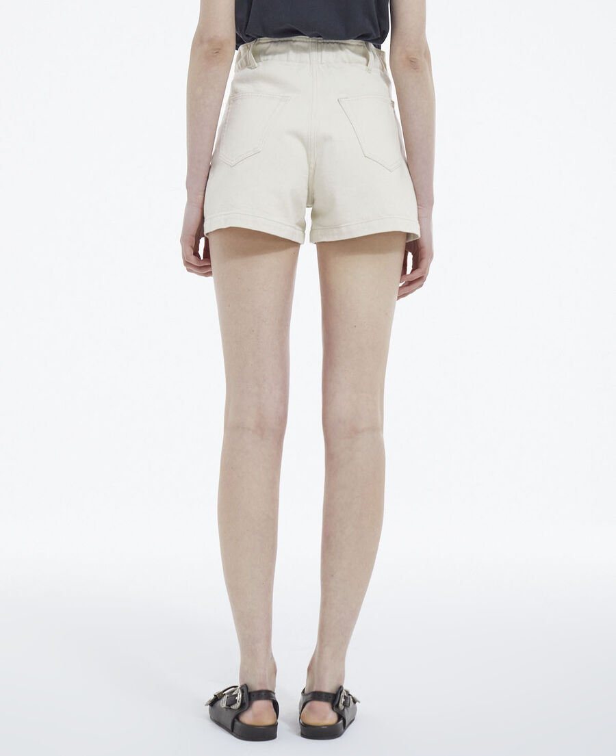 The Kooples FEMME BEIGE MELANGE short écru denim ajusté taille élastique