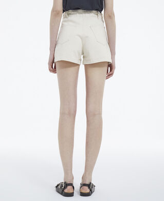 The Kooples FEMME BEIGE MELANGE short écru denim ajusté taille élastique