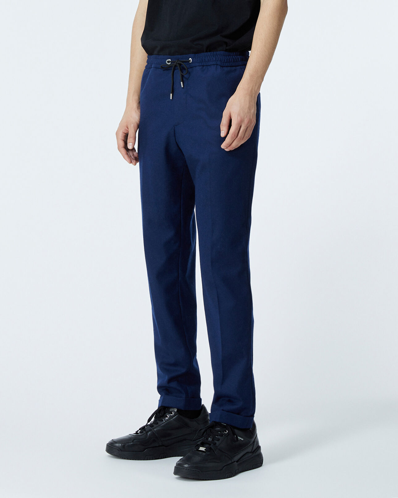 The Kooples HOMME NAVY pantalon laine bleu à élastique