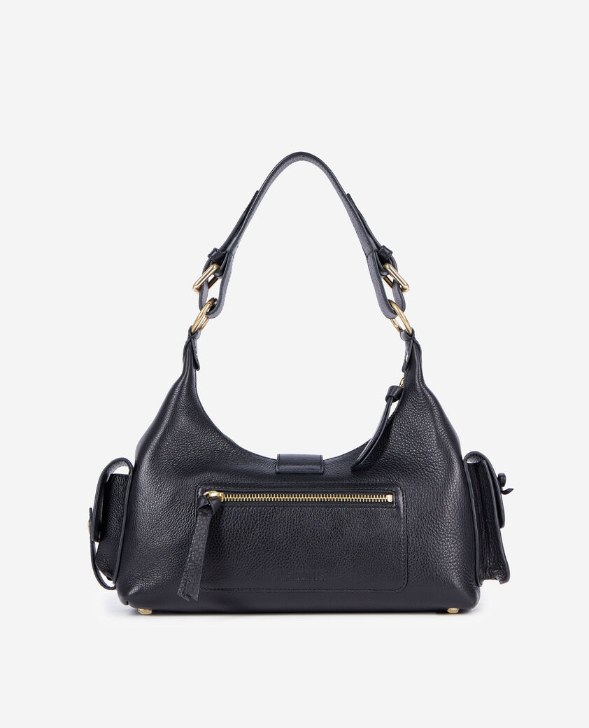 The Kooples DAMEN BLACK amelia tasche aus schwarzem, genarbtem leder