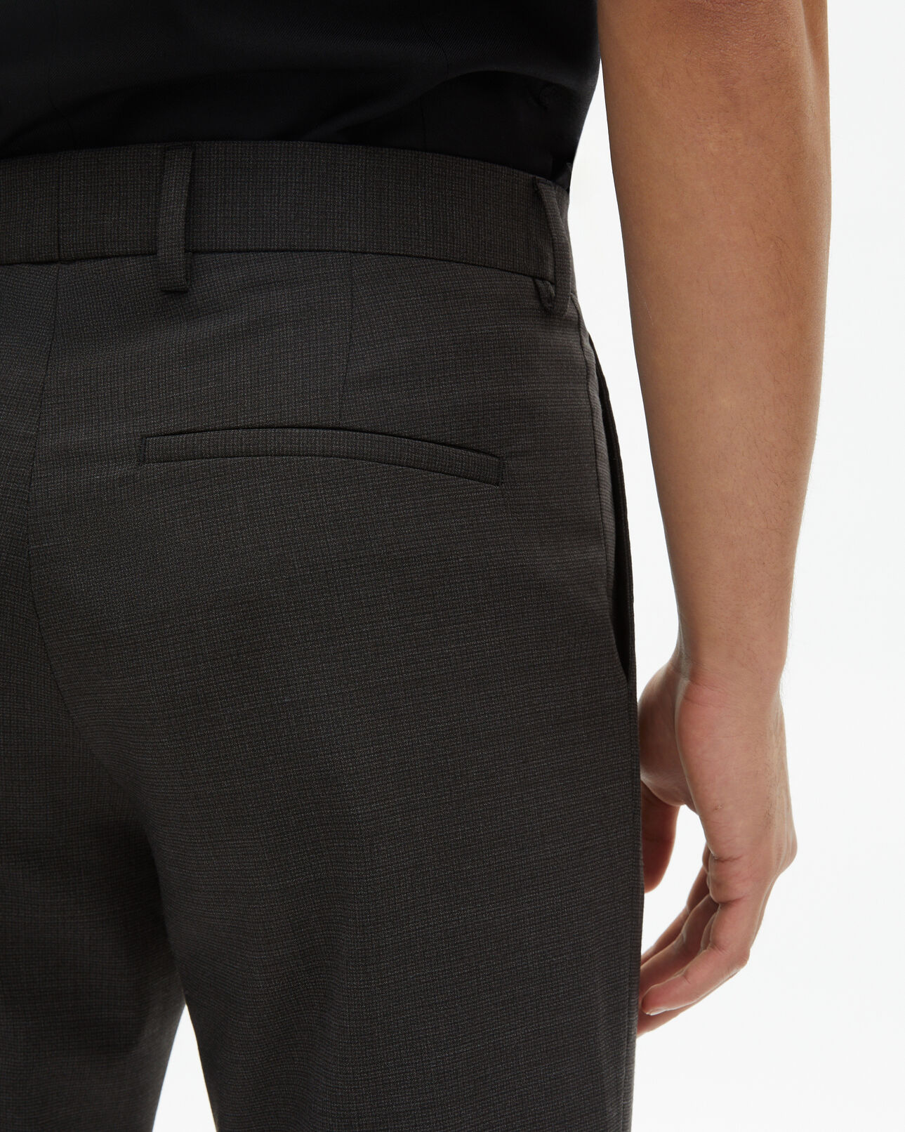 The Kooples MEN BLACK GREY black micro check wool blend suit pants