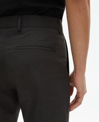The Kooples HOMME BLACK GREY pantalon de costume en laine mélangée micro carreaux noir