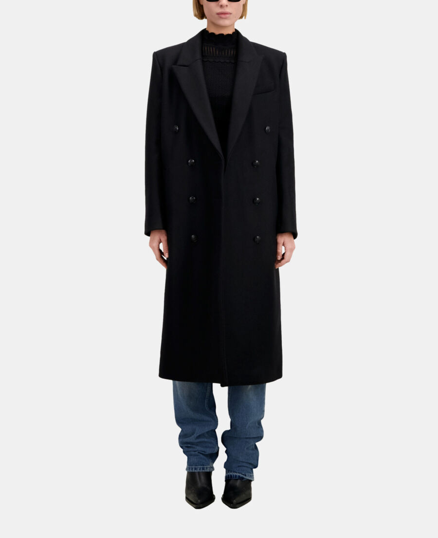 The Kooples WOMEN BLACK long black wool coat