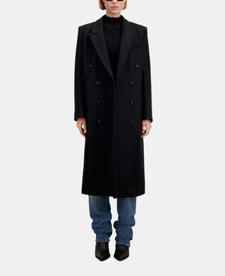 The Kooples WOMEN BLACK long black wool coat