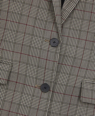 The Kooples FEMME ECRU / BLACK / BURGUNDY blazer prince de galles beige et bordeaux