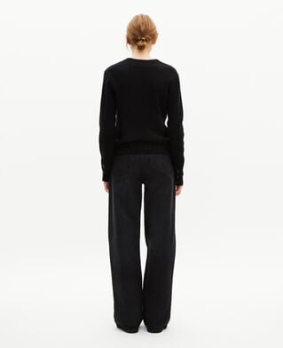 The Kooples DAMEN BLACK pullover mit v-ausschnitt aus merinowolle schwarz