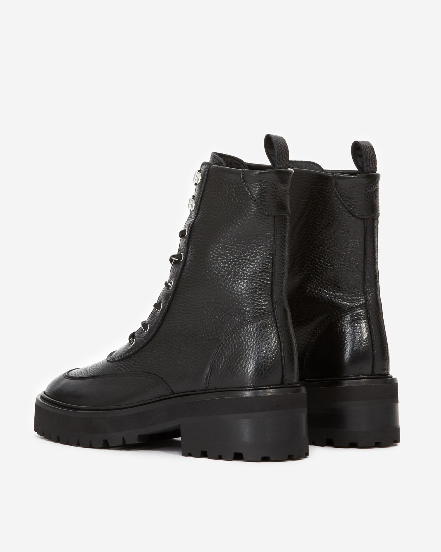 Bottines hautes cuir noir style rangers, BLACK, hi-res image number null