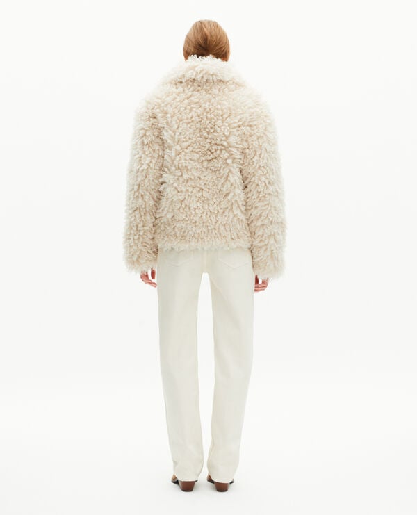 The Kooples FEMME ECRU manteau effet fourrure écru