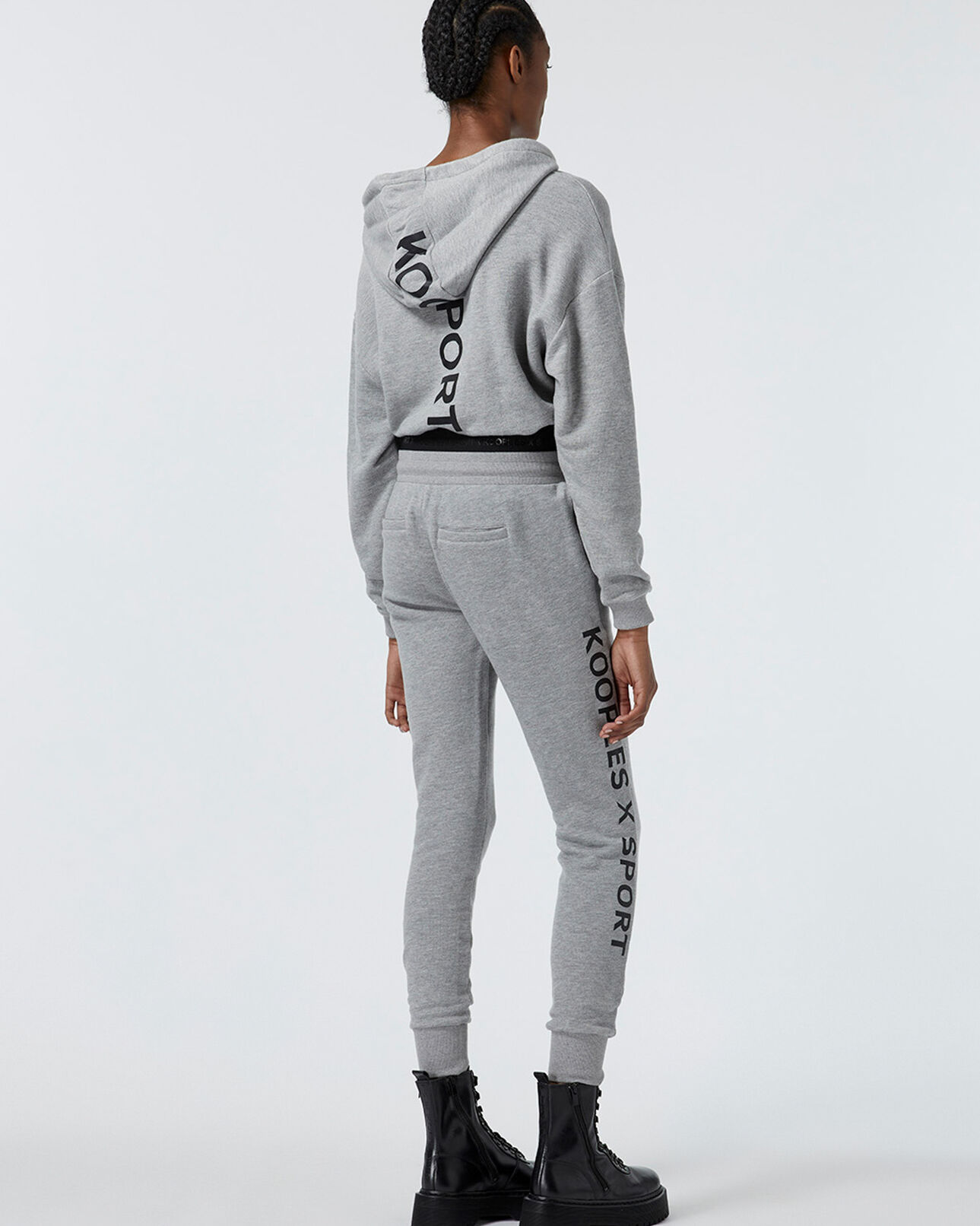 The Kooples WOMEN LIGHT GREY MELANGE grey logo jogging suit