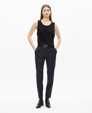 The Kooples WOMEN NAVY navy blue slim-fit wool tailored trousers