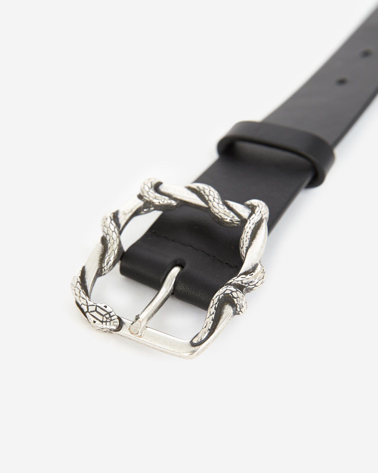 The Kooples WOMEN BLACK plain black leather belt with golden buckle