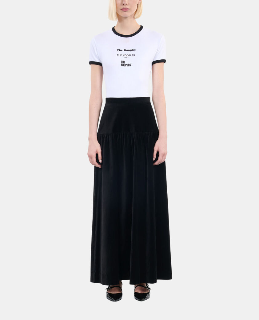 The Kooples FEMME BLACK jupe longue en velours noir