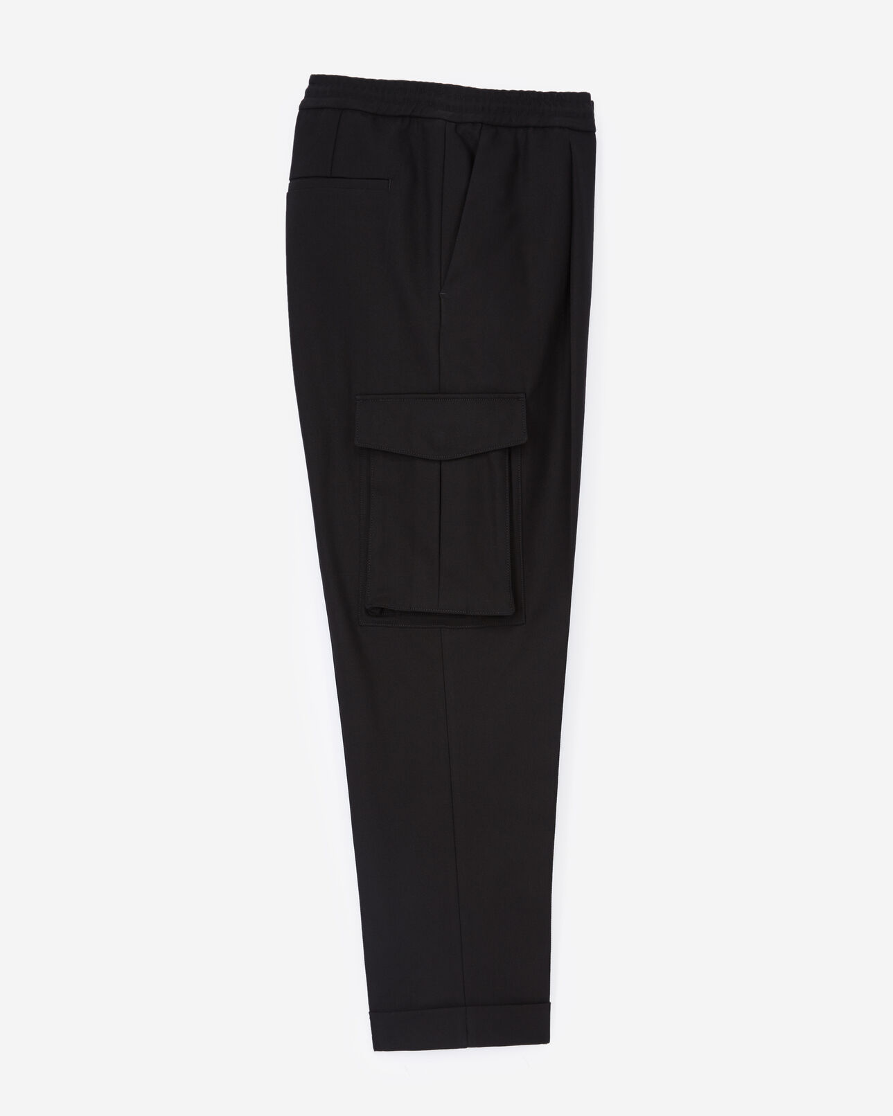 The Kooples HOMME BLACK pantalon droit coton noir à poches cargo