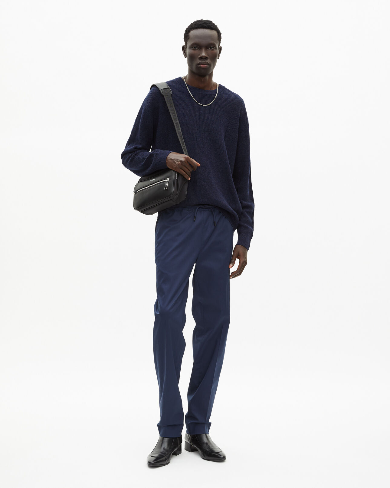 The Kooples MEN NAVY wool and linen navy sweater