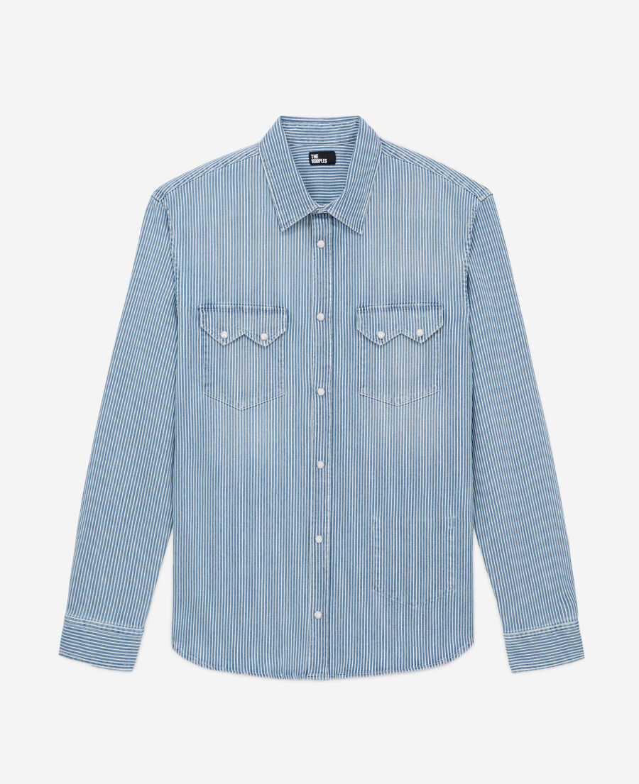 The Kooples H BLUE DENIM striped shirt