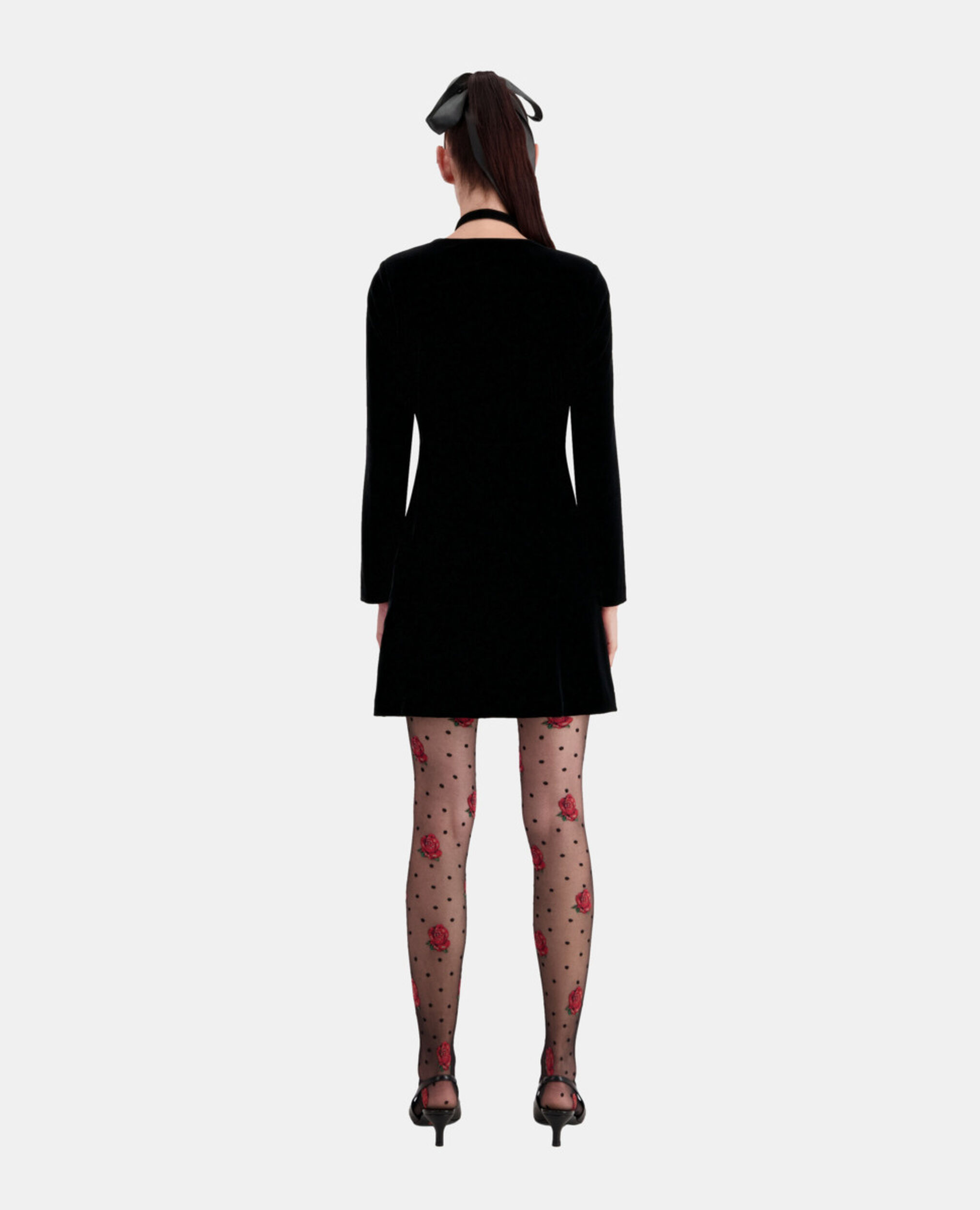 Short black velvet dress, BLACK, hi-res image number null