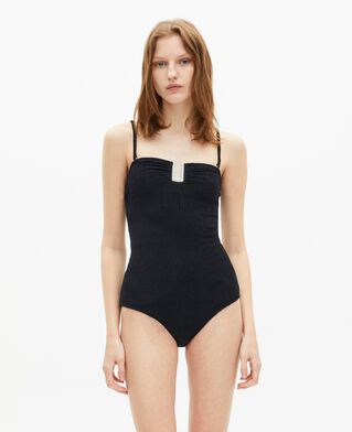 The Kooples F BLACK the kooples x luz one-piece strapless black swimsuit