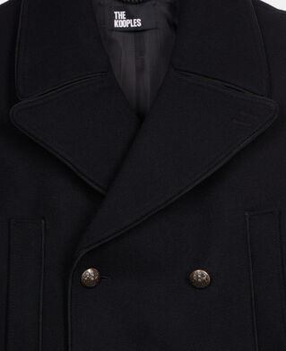 The Kooples HOMME BLACK manteau long en laine m&eacute;lang&eacute;e noire