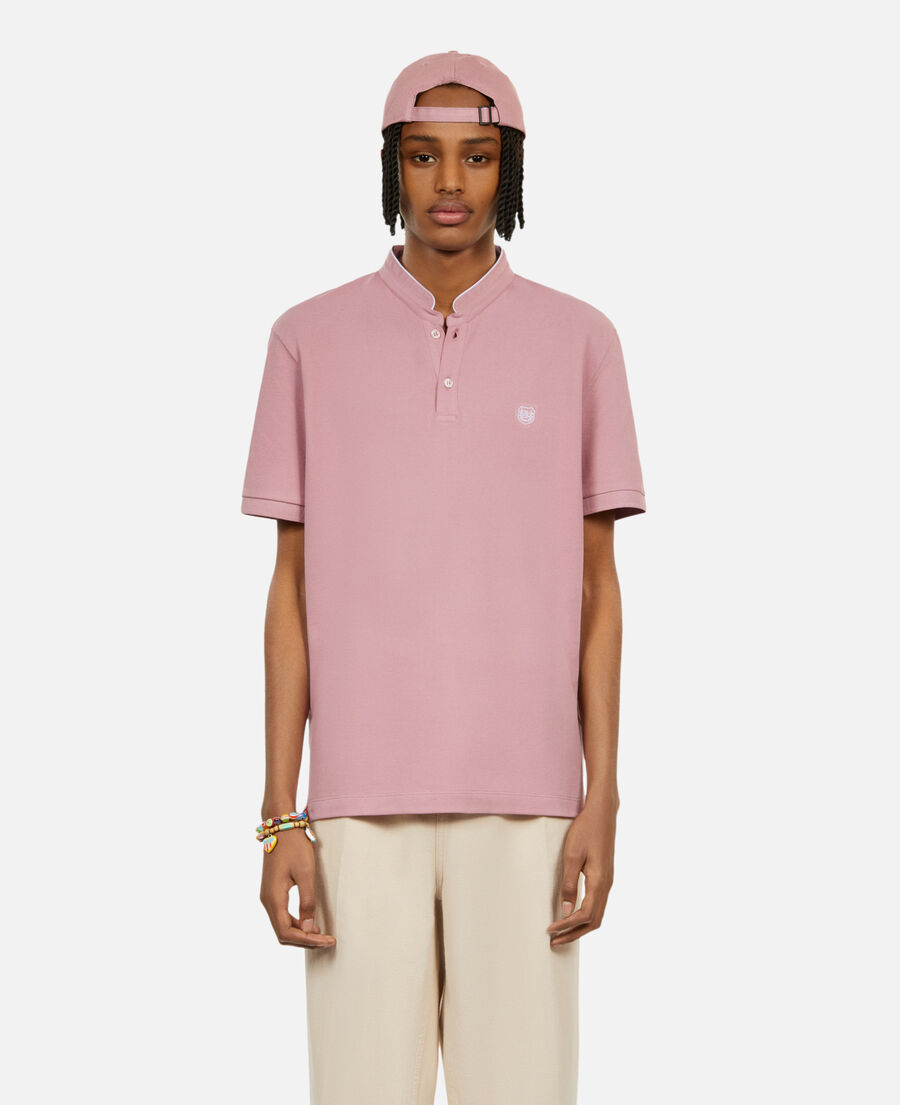 pink pique cotton polo t-shirt