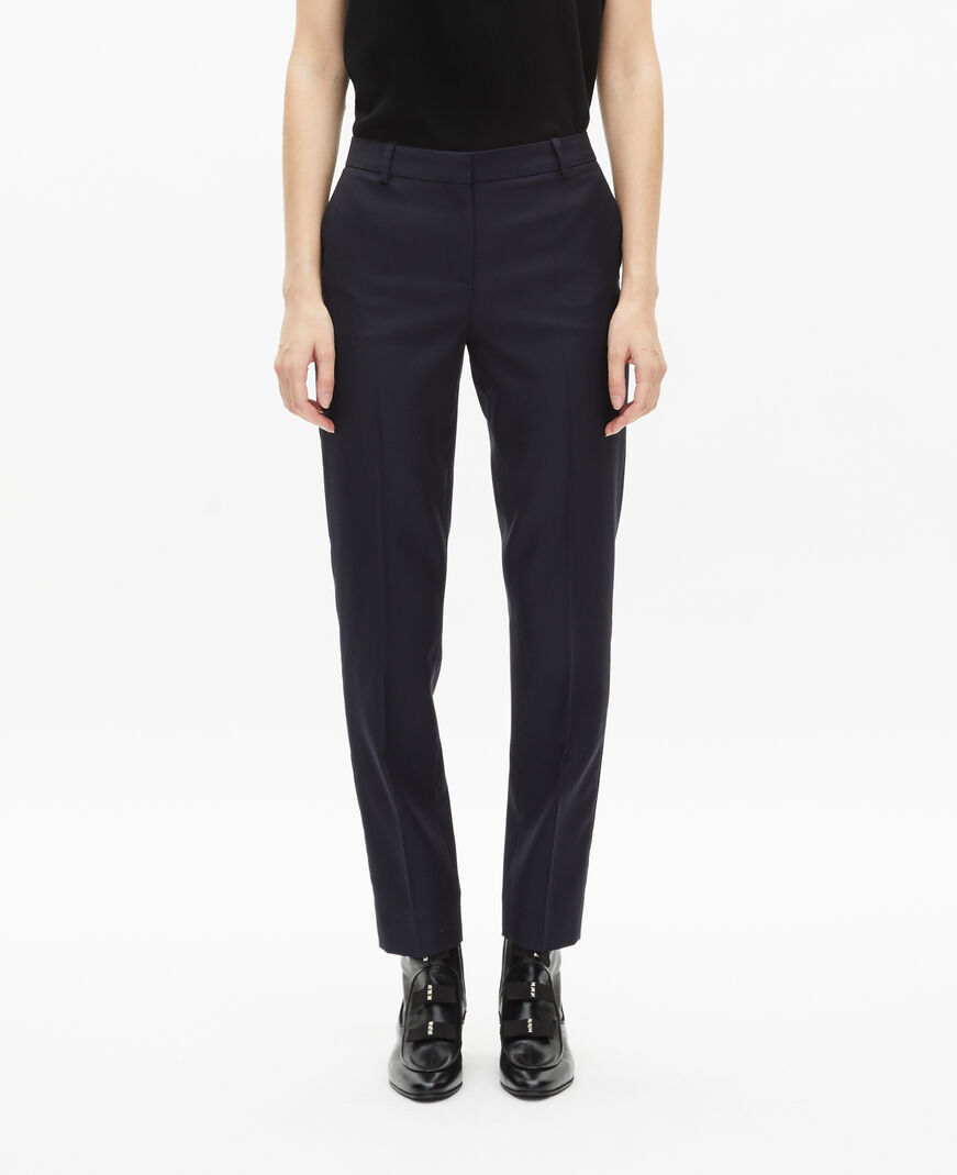 The Kooples WOMEN NAVY navy blue slim-fit wool tailored trousers