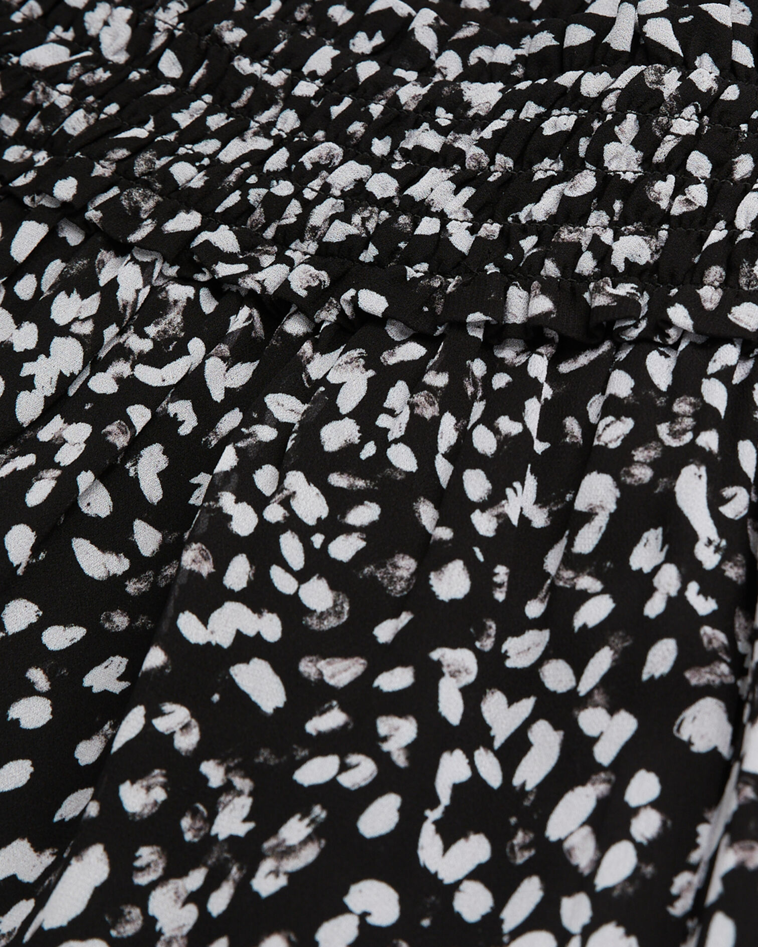 Short printed skirt with smocking, BLACK WHITE, hi-res image number null