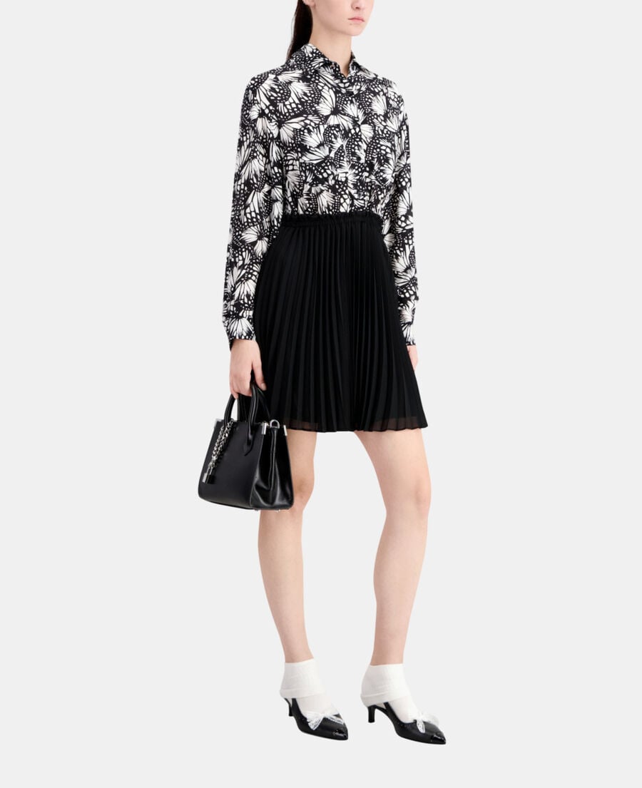 The Kooples DAMEN BLACK WHITE kurzes kleid mit plissierung und print