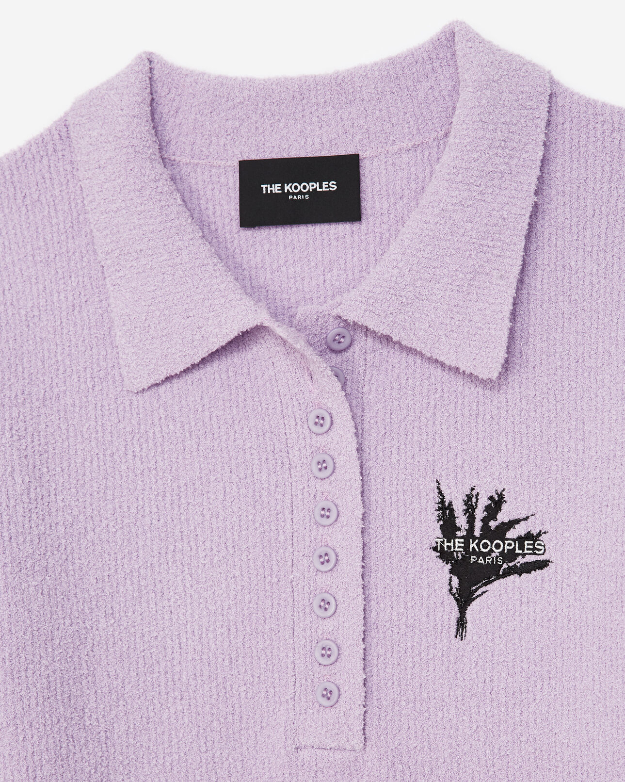 The Kooples FEMME LIGHT PURPLE polo violet ajusté boutonné détail brodé