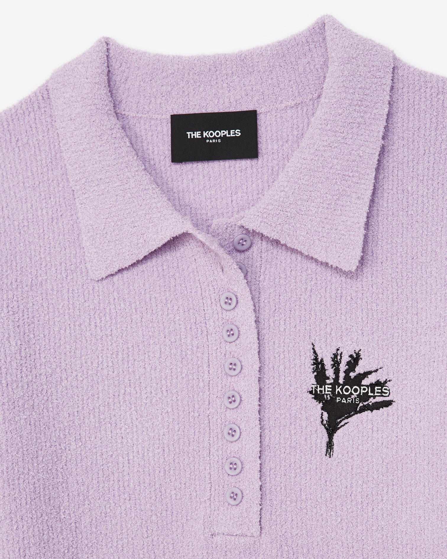Polo violet ajusté boutonné détail brodé, LIGHT PURPLE, hi-res image number null