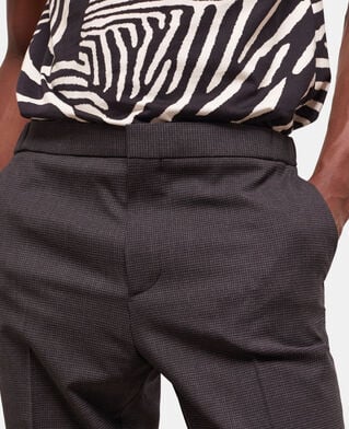 The Kooples HOMME BLACK GREY pantalon de costume en laine pied-de-poule