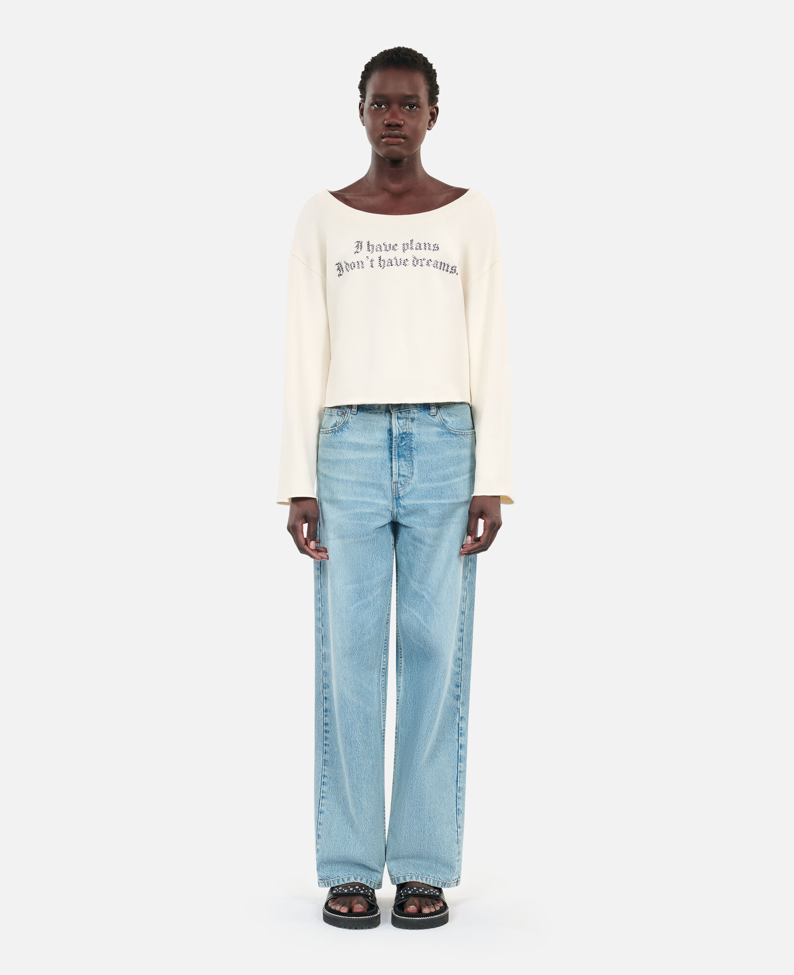 The Kooples F ECRU ecru i have plans serigraphy sweatshirt