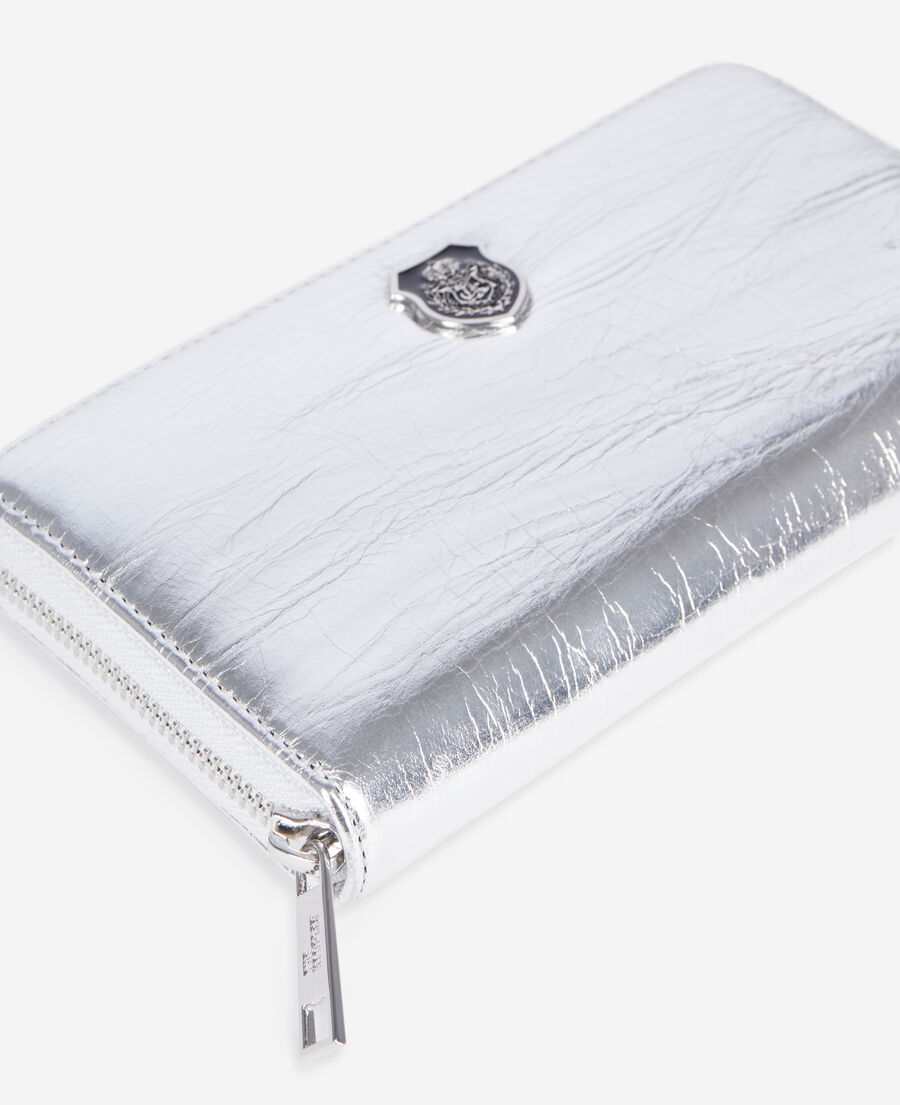 The Kooples WOMEN SILVER silver leather blason wallet