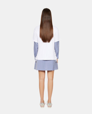 The Kooples DAMEN WHITE weißes t-shirt mit schnürung und adlerserigrafie