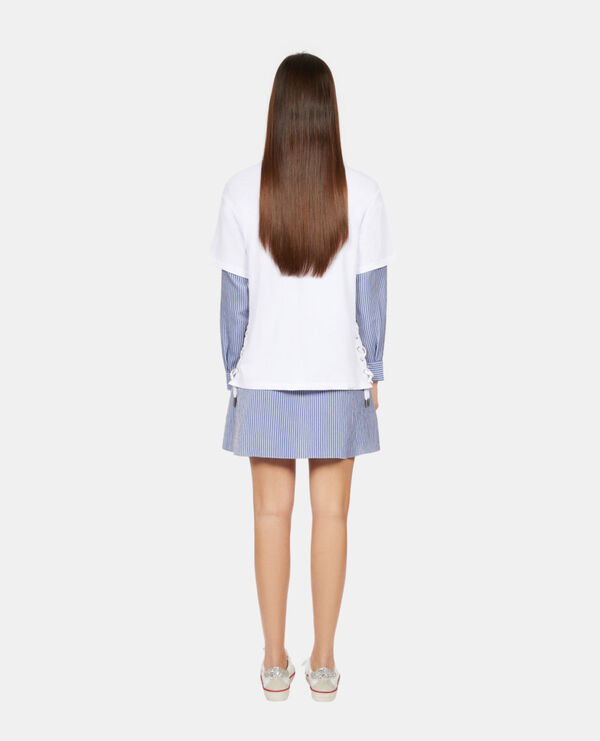 The Kooples WOMEN WHITE white t-shirt with lacing and eagle serigraphy