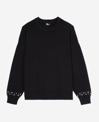 The Kooples FEMME BLACK sweatshirt avec studs noir