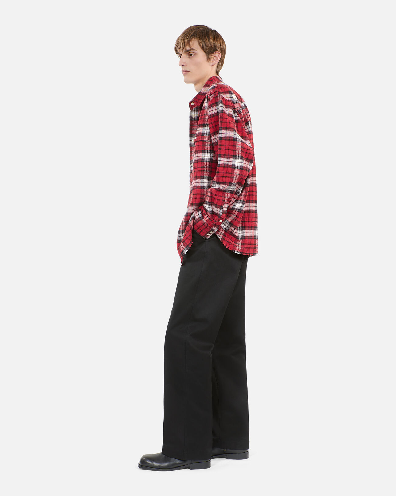 The Kooples MEN BLACK-RED-WHITE red and white checked overshirt
