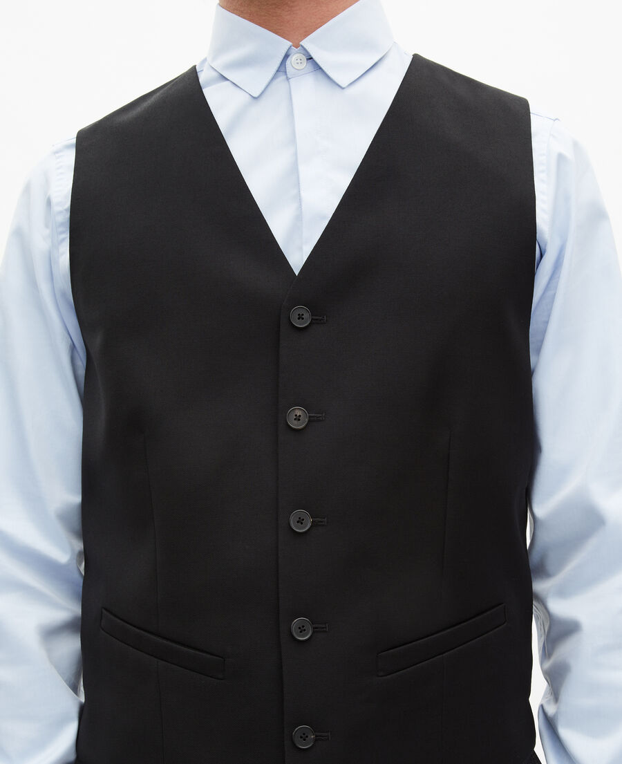 The Kooples MEN BLACK black suit vest in wool tailored cut