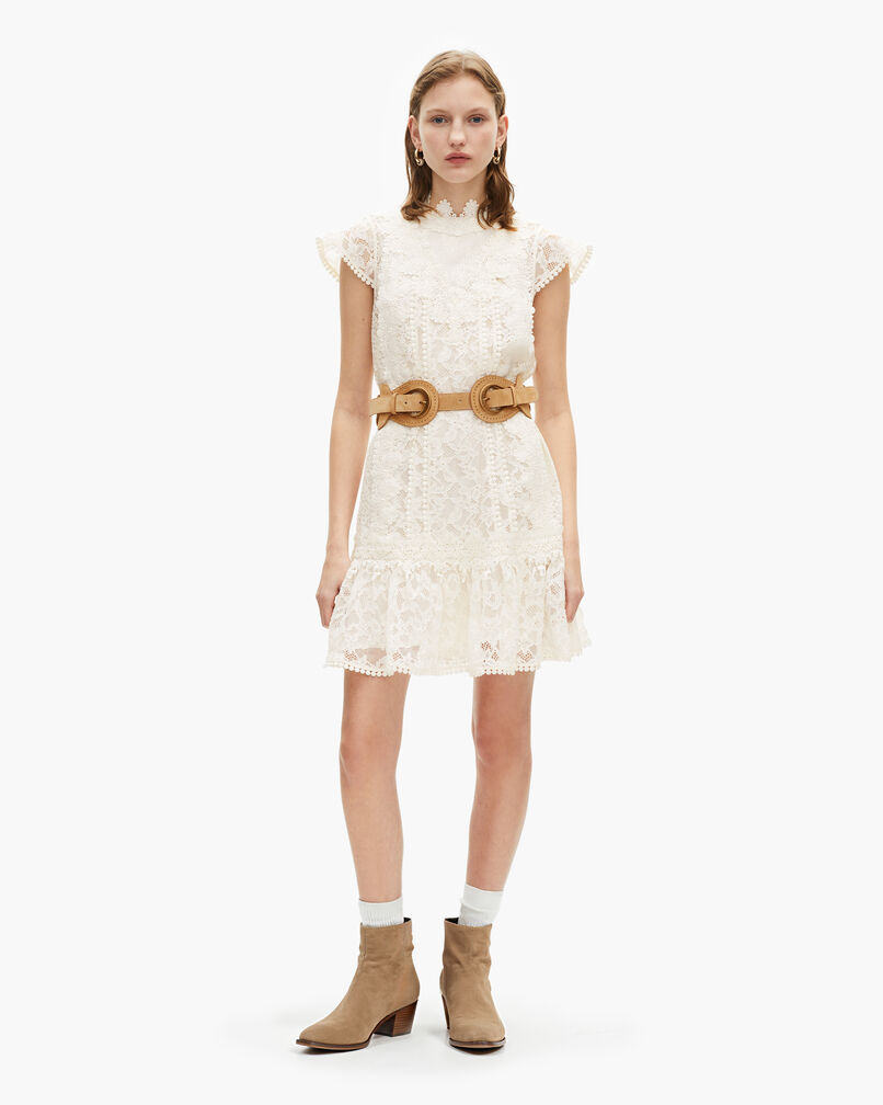 The Kooples FEMME ECRU robe courte en dentelle écrue