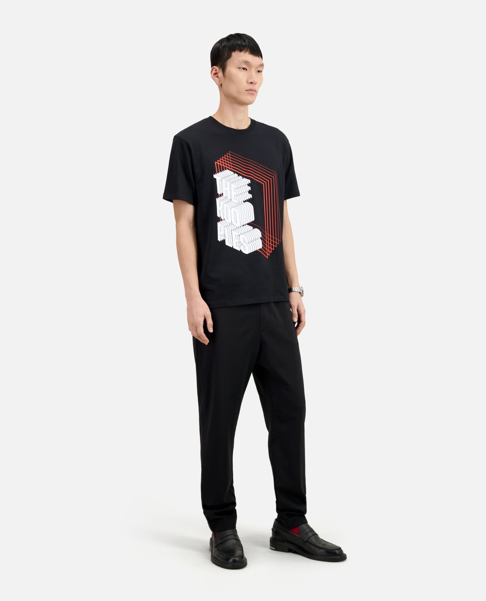 Men's black t-shirt with Neon logo serigraphy, BLACK, hi-res image number null