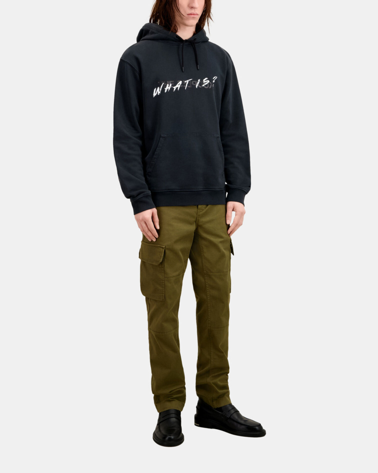 Men's Black What is hoodie, BLACK WASHED, hi-res image number null
