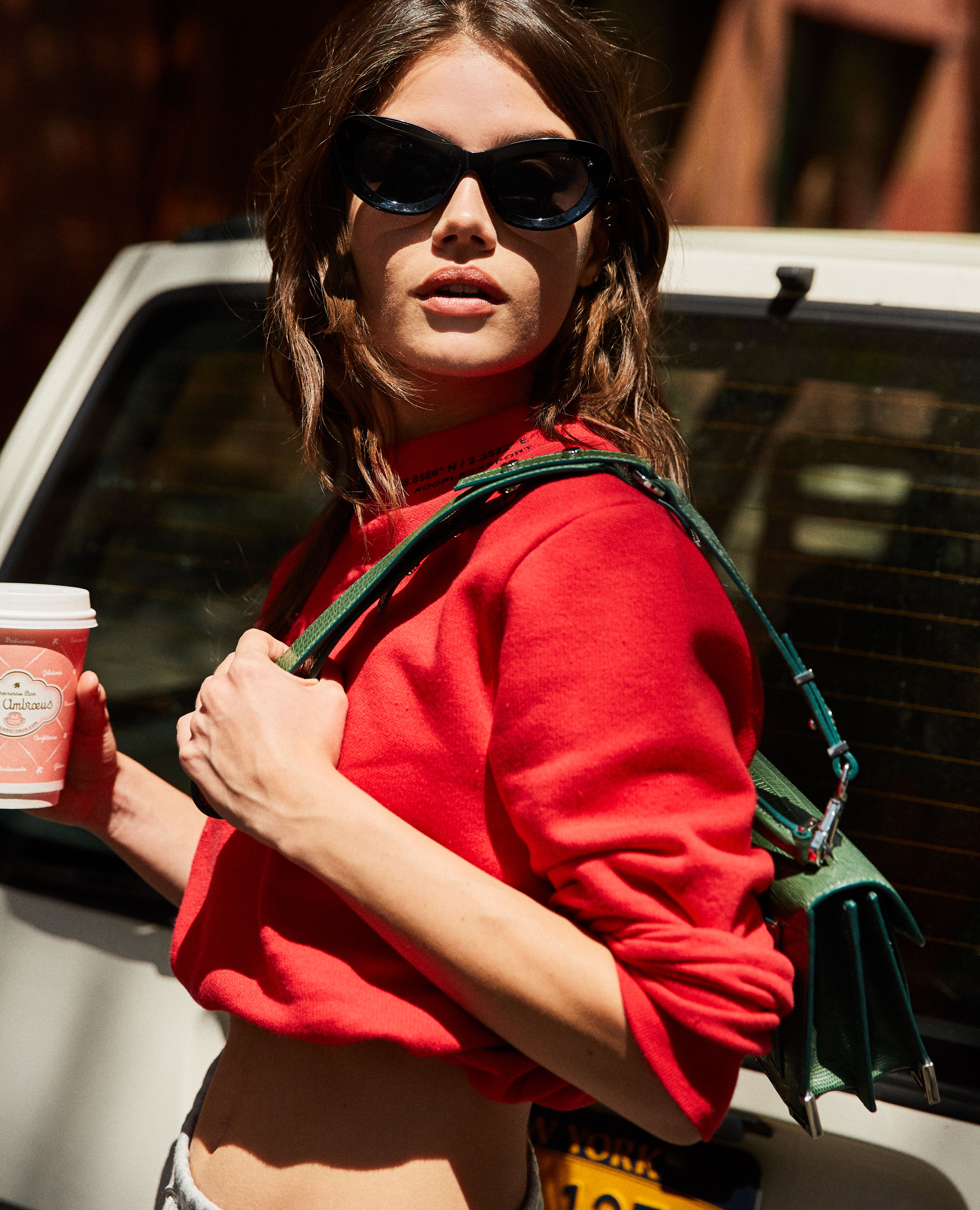 Sudadera corta roja con detalle de cord n The Kooples Mujer