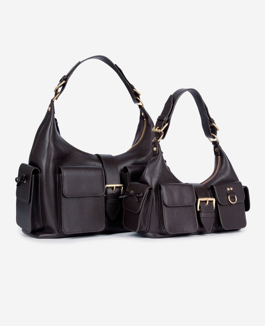 The Kooples DAMEN BROWN braune amelia tasche aus genarbtes leder