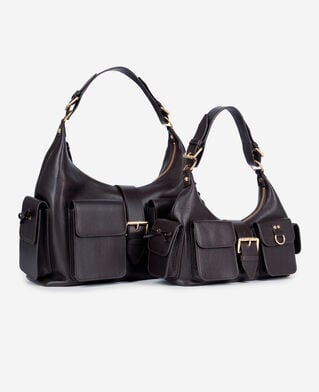 The Kooples DAMEN BROWN braune amelia tasche aus genarbtes leder