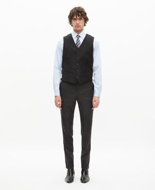 The Kooples MEN BLACK black suit vest in wool tailored cut