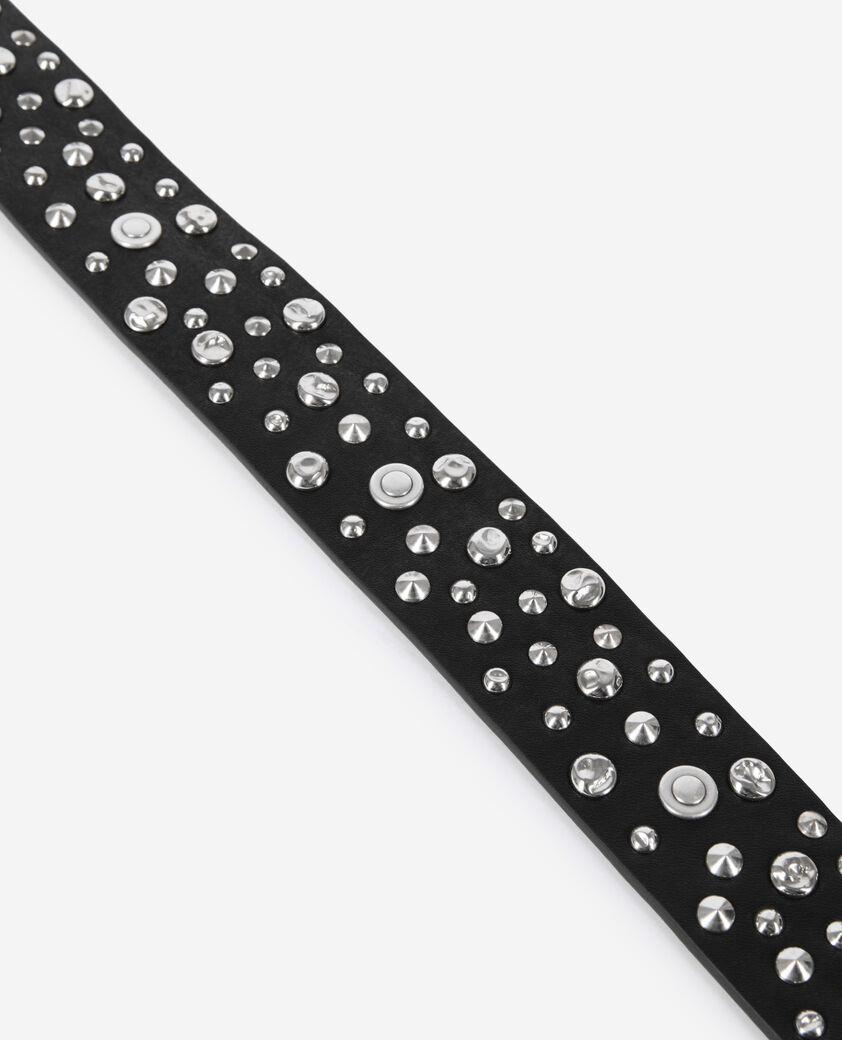 The Kooples WOMEN BLACK black leather belt with studs