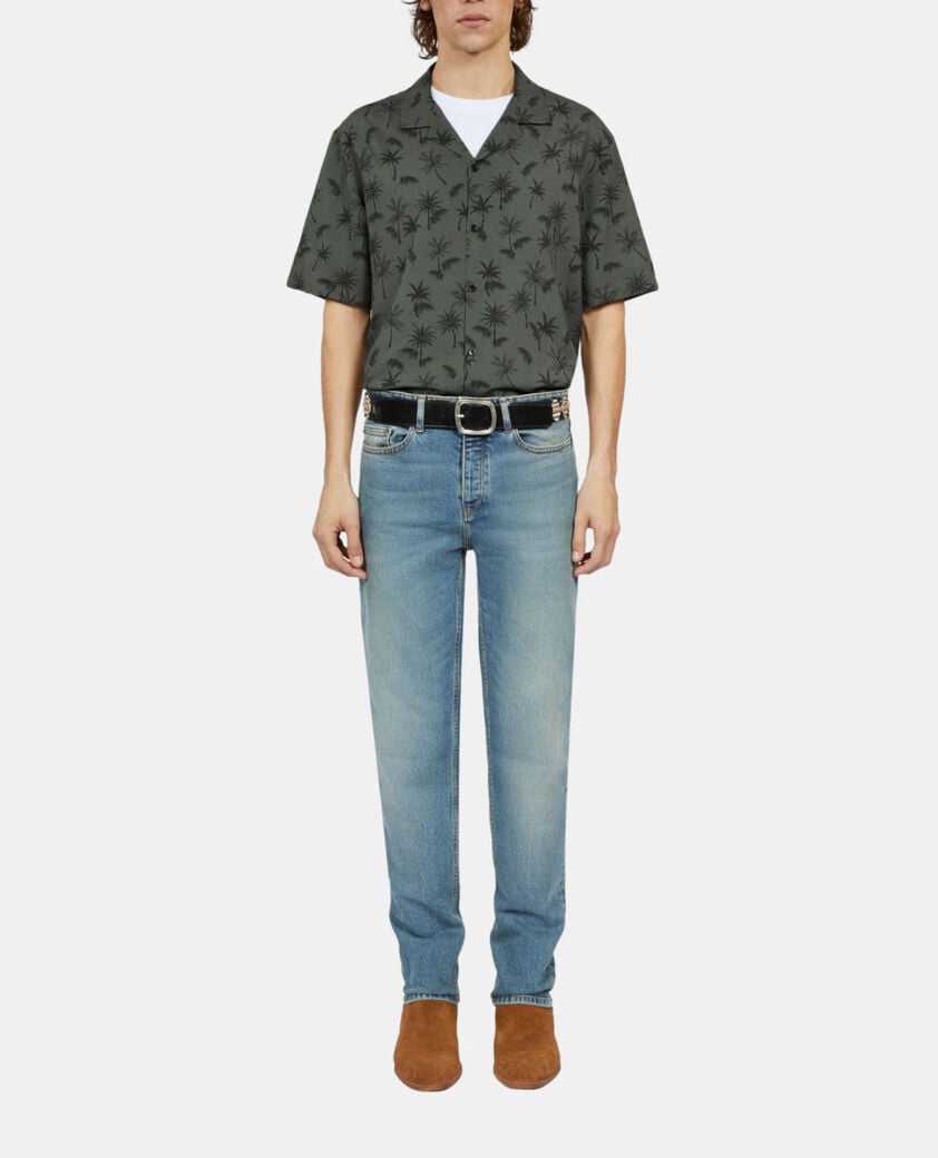 The Kooples HOMME KAKI BLACK chemise manches courtes avec palmiers kaki