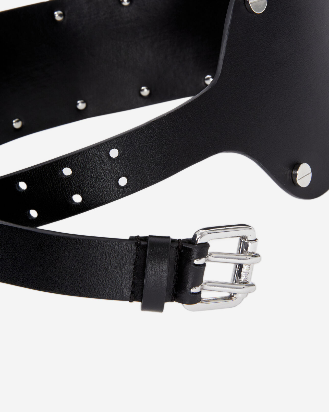 The Kooples FEMME BLACK ceinture large en cuir noir avec clous