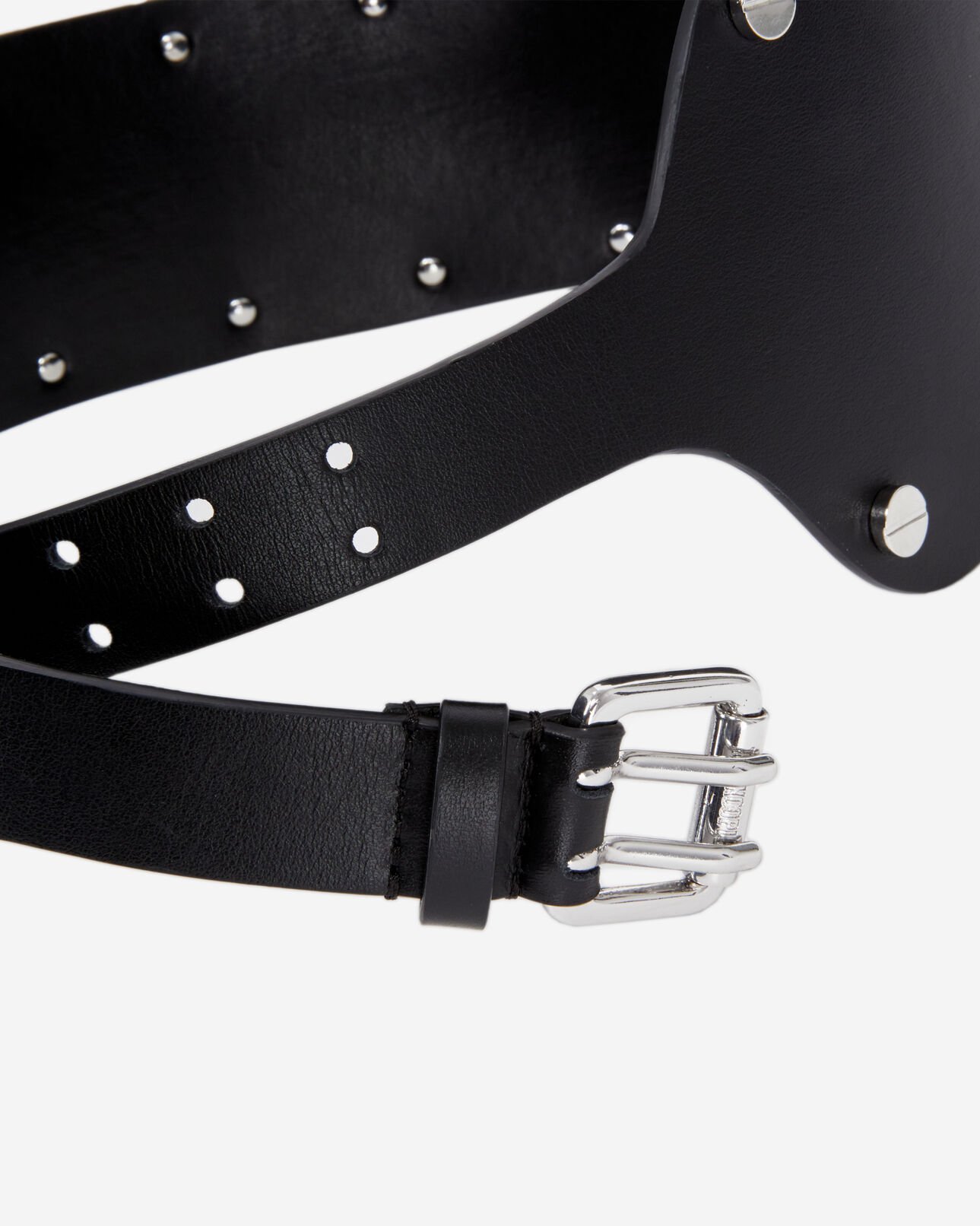 The Kooples DAMEN BLACK schwarzer, breiter gürtel aus leder